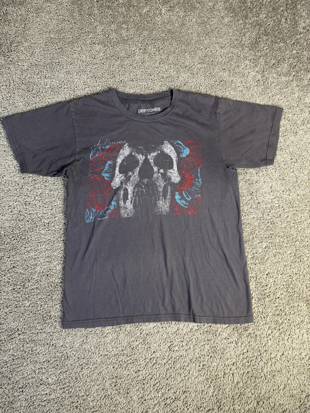 Deftones Shirt Mens L Gray Skull Manhead Skull Crew Neck Cotton Band Tee